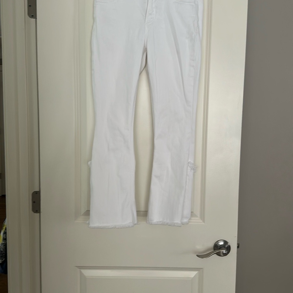 Citizens of Humanity Drew Fray High Rise Crop Flare White Denim Jeans Size 28